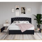 Provence literie - iris - solide et confortable lit 140x190 avec sommier avec 4 tiroirs + tete de lit ...