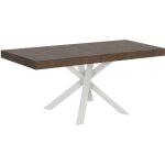 Itamoby - table extensible 90x90 / 194 cm clerk premium plateau noyer pieds blancs Itamoby - table extensible 90x90 / 194 cm clerk premium plateau noyer pieds blancs