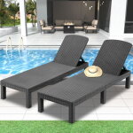 Iztoss - lot de 2 bain de soleil - chaise longue - transat de soleil r�sine imitation rotin tress� - ...