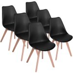Iztoss - lot de 6 chaises - noir - chaise scandinave - pieds en bois (6 chaises dans un colis)