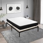 Lit ensemble sommier et matelas 140x190 cm - matelas 140x190x22cm mousse - sommier 140x190cm avec pieds ...