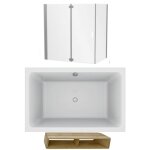 Jacob delafon - baignoire bain douche capsule, compacte + pare bain en angle 120 x 80 cm