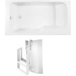 Jacob delafon - baignoire bain douche malice + pare bain + tagre 170 x 90, v. gauche