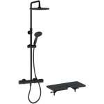 Jacob delafon - colonne de douche thermostatique juliette noir mat + tablette de douche