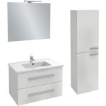 Meuble vasque 80 cm jacob delafon ola up blanc brillant + colonne + miroir et spots