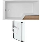 Jacob delafon - pack baignoire bain douche antid�rapante 150 x 80 neo blanc mat - v. gauche + pare bain ...