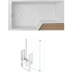 Jacob delafon - pack baignoire bain douche antid�rapante 160 x 90 neo blanc mat - v. gauche + pare bain ...