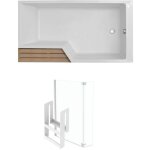 Jacob delafon - pack baignoire bain douche antid�rapante 170 x 90 neo blanc mat - v. droite + pare bain ...