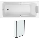 Jacob delafon - pack baignoire droite 160 x 75 od�on up + pare bain 2 volets noir mat