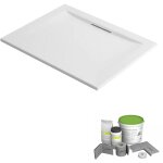 Jacob delafon - pack receveur de douche 140 x 90 flight pure rectangle blanc + kit d'�tanch�it� wedi ...