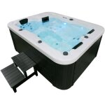 Home deluxe - jacuzzi d'extrieur avec escalier et couverture thermique white marble - 210 x 160 cm pour ...
