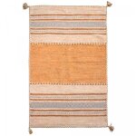 Jadorel - tapis kilim fait main en coton 80x150 marron et beige rectangle motif ethnique