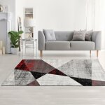 Jadorel - tapis salon et chambre 120x170 gris et rouge tissé motif géométrique rosaline Jadorel - tapis salon et chambre 120x170 gris et rouge tissé motif géométrique rosaline