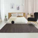 Tapis salon et chambre 60x100 marron rectangle tiss� motif uni soula