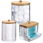 Jalleria - lot de 3 pices distributeur de coton support de coton boite  coton tige en acrylique organisateur ...