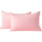 Jalleria - taie oreiller 50x70 rose - lot de 2 rectangulaire en microfibre brosse, housse oreiller coussin ...