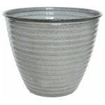 Cache - pot rond en acier maill gris amy -  33 x 26 cm jardideco