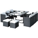 Jardideco - salon de jardin en r�sine tress�e artigas ii 6 - 10 places noir