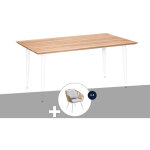 Ensemble repas table de jardin rectangulaire en bois teck maldives avec 4 fauteuils maldive - jardiline ...