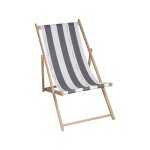 Jardin prive - transat chilienne cancale gris - pliable et sans entretien - toile fixe - multipositions ...