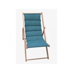 Jardin prive - transat chilienne matelasse douala - toile amovible - structure en bois - bleu canard ...