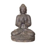Jardinex - statue bouddha assis salutation 45 cm - gris anthracite 45 cm