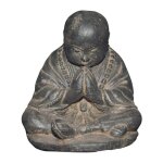 Jardinex - statue jardin moine bouddhiste assis (grand format) - gris 30 cm