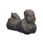 Statue jardin moine bouddhiste couch h. 40 cm - gris anthracite 40 cm