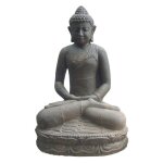 Statuette bouddha assis lotus mditation 20 cm - gris anthracite 20 cm