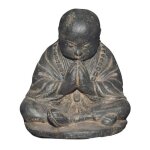 Statuette jardin moine assis 20 cm - gris 20 cm