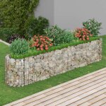 Jardini�re bac a fleur lit sur�lev� � gabion fer galvanis� 260x50x50 cm 98524