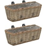 Jardini�re de balcon 2 pcs osier avec doublure en pe 40 cm