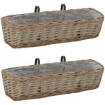 Jardini�re de balcon 2 pcs osier avec doublure en pe 60 cm vidaxl