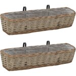 Jardini�res de balcon 2 pcs osier avec rev�tement en pe 80 cm vidaxl