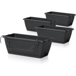 Jardini�re pour balustrade de balcon avec support - 4 pi�ces / env. 40 cm - couleur : anthracite (4 pi�ces) ...