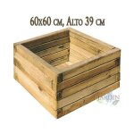 Jardinire en bois pour jardin et terrasse 60x60 cm, hauteur 39 cm