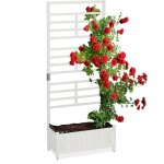 Relaxdays jardinire en bois, avec treillis, brise - vue, h x l x p : 171 x 71, 5 x 32 cm, balcon et ...
