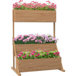Outsunny - jardinire carr potager 3 niveaux - inserts d'irrigation, feutre drainage inclus - bois sapin ...
