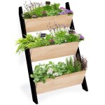 Jardinire chelle freddy 110 cm 3 bacs bois et noir potager pour jardin et balcon