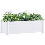 Jardini�re bac a fleur lit sur�lev� de jardin pp blanc 100x43x35 cm 18862