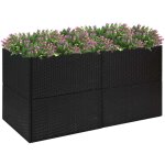 The living store jardini�re noir 157x80x80 cm r�sine tress�e - jardinier noire - pot de fleurs ext�rieur ...