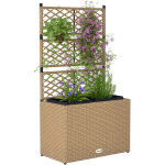 Jardini�re pour plantes avec treillis 3 bacs � plante 22l en r�sine tress�e et acier 57 x 30 x 107 cm ...