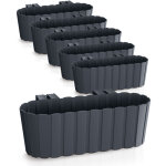 Jardinière en plastique pour balustrade de balcon avec support - 6 pièces / environ 39 cm - couleur : ... Jardinière en plastique pour balustrade de balcon avec support - 6 pièces / environ 39 cm - couleur : ...