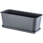 Jardini�re rectangulaire 40 cm, balconni�re en plastique aspect rotin avec soucoupe pour embellir votre ...