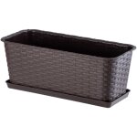 Kadax - jardinire rectangulaire 40 cm, balconnire en plastique aspect rotin avec soucoupe pour embellir ...