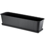 Kadax - jardinire rectangulaire 60 cm, balconnire en plastique aspect rotin avec soucoupe pour embellir ...