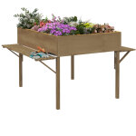 Outsunny - jardinière rectangulaire sur pied - 12 compartiments, tablettes latérales rabattables - bois ... Outsunny - jardinière rectangulaire sur pied - 12 compartiments, tablettes latérales rabattables - bois ...