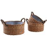 Aubry gaspard - jardinières rondes en jonc et zinc (lot de 3) Aubry gaspard - jardinières rondes en jonc et zinc (lot de 3)