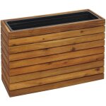 Hhg - jardini�re 578, pot de fleurs jardini�re sur pied, carr� 41x63x23cm ext�rieur bois d'acacia certifi� ...