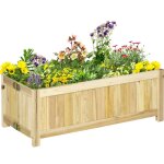 Outsunny - jardini�re sur pied pliable bac � fleurs dim. 70l x 30l x 25h cm corps aspect lattes bois ...